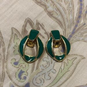 Emerald Green and Gold Statement Earrings
